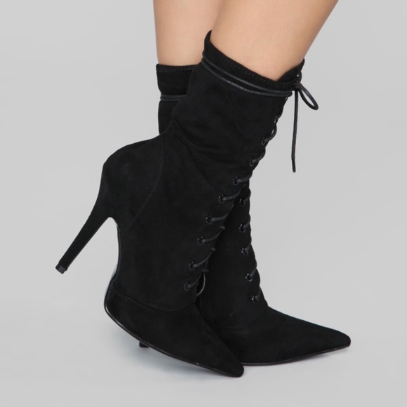 NEW NEVER WORN black lace up booties - Picture 1 of 6